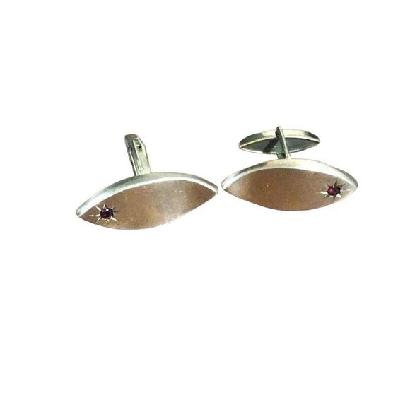 Cuff Link, Vintage Ruby and Gold Filled Cuff Links - Picture 1 of 5
